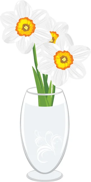 Daffodils in a vase — Stock Vector