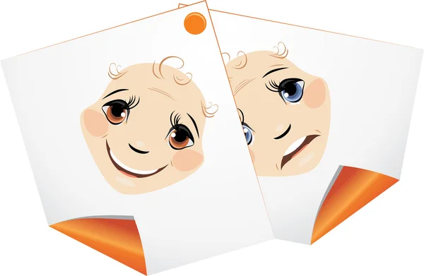 Curled pages with cartoon facial expressions — Stock Vector