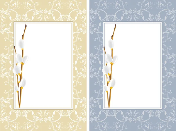 Söğüt dalları ile dekoratif çerçeveler — Stok Vektör
