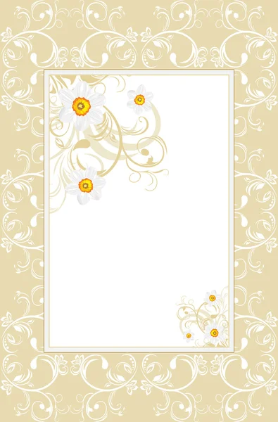 Ornamental frame with daffodils — Stock Vector