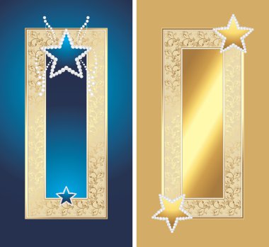 Two golden frames with shining stars clipart