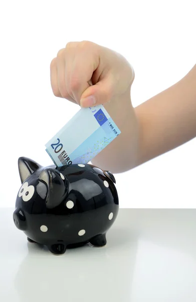 Twintig euro investeringen aan piggy bank — Stockfoto