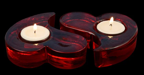 Heart shape red candles — Stock Photo, Image