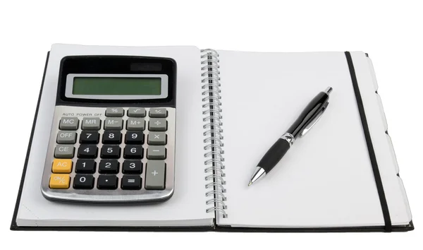 Организатор и калькулятор с ручкой — стоковое фото