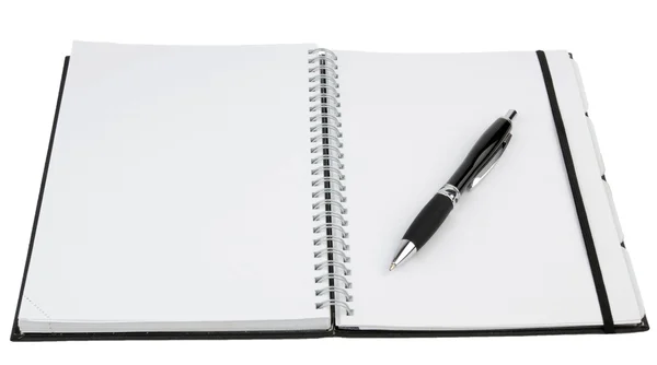 Organizador aberto com caneta — Fotografia de Stock