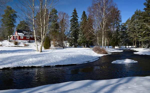 Vinter landsbygdens svenska landskapet — Stockfoto