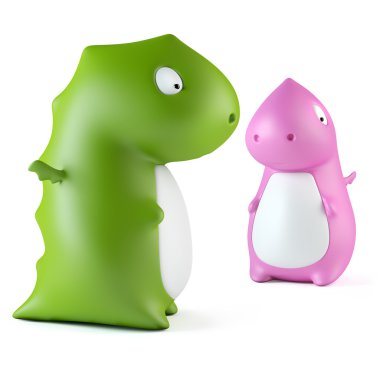 Green and pink dragon toys clipart