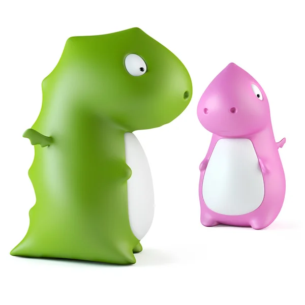 Grönt och rosa dragon leksaker — Stockfoto