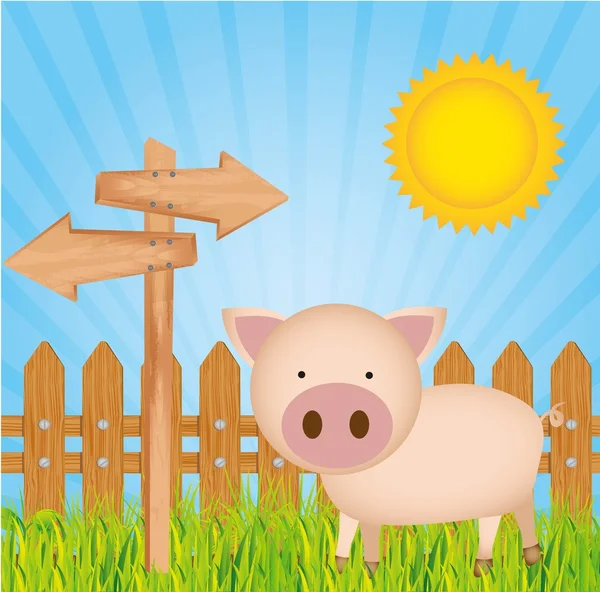 Illustration gris gård — Stock vektor