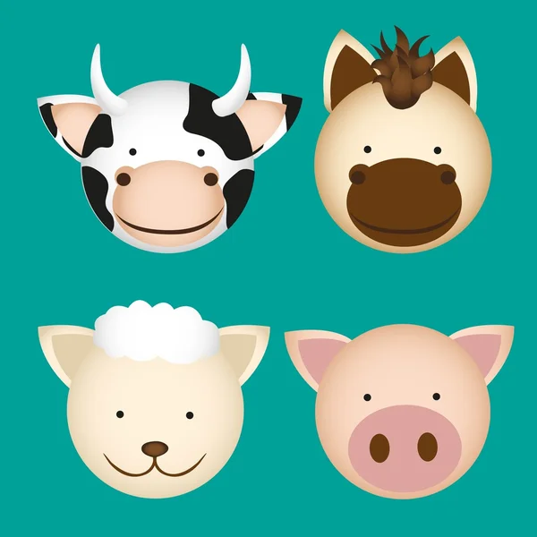 Mezőgazdasági állati fejek — Stock Vector