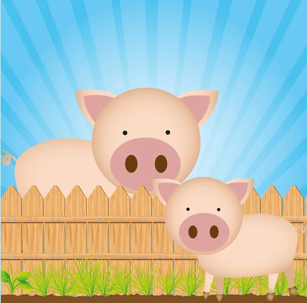 Simpatici maiali dei cartoni animati — Vettoriale Stock