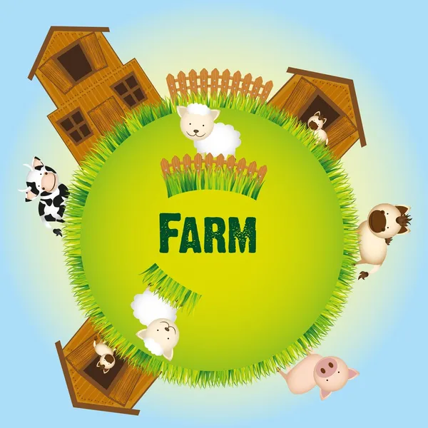 Farm animals and barn — Stock Vector
