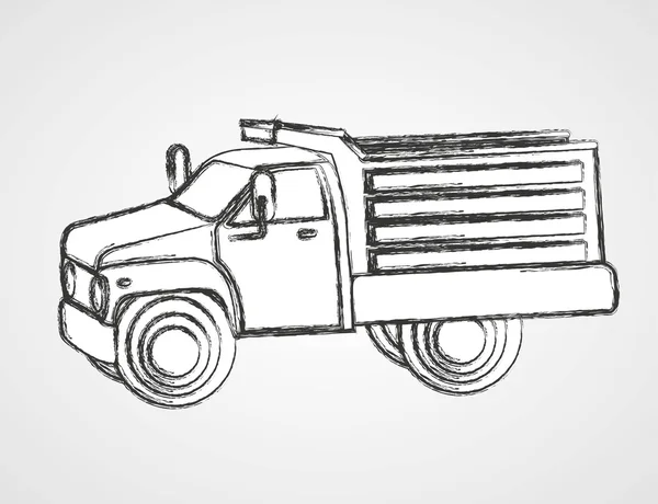 Drawing dump truck — Stock Vector