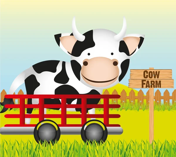 Trailer with cow — Stock Vector