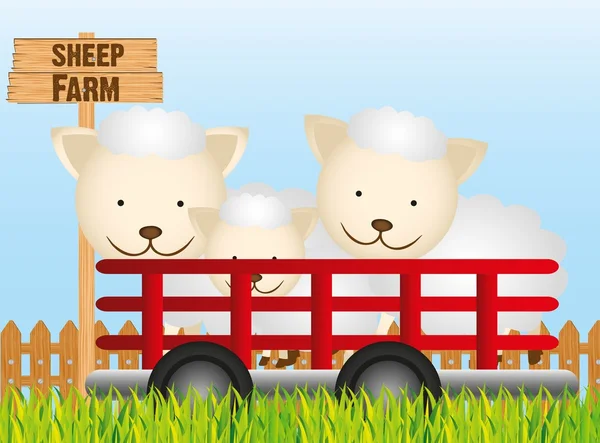 Remorque avec moutons — Image vectorielle
