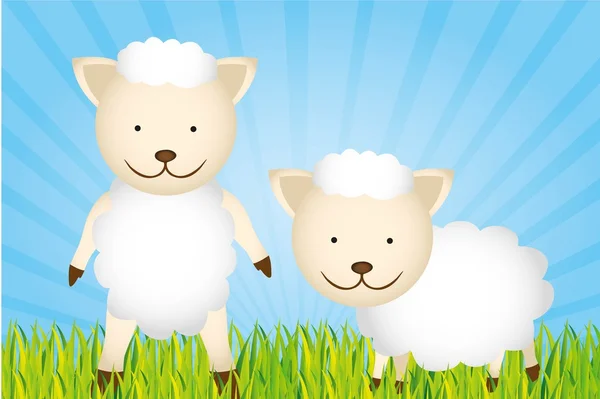 Carino cartoni animati pecore — Vettoriale Stock