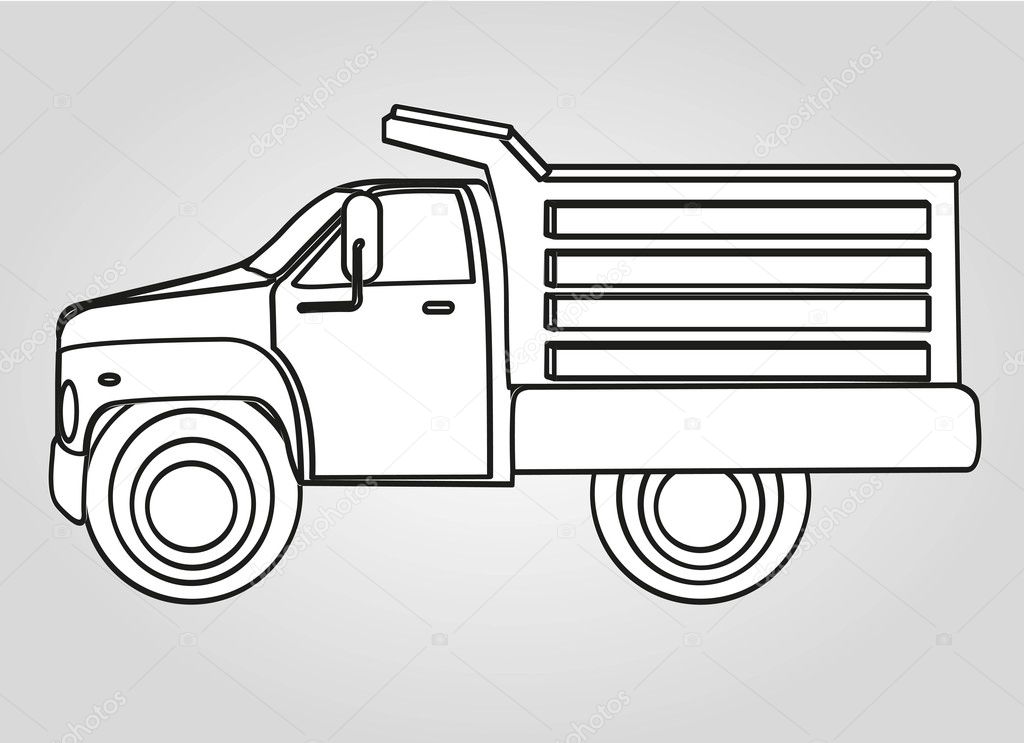 Drawing dump truck — Stock Vector © yupiramos 10218084