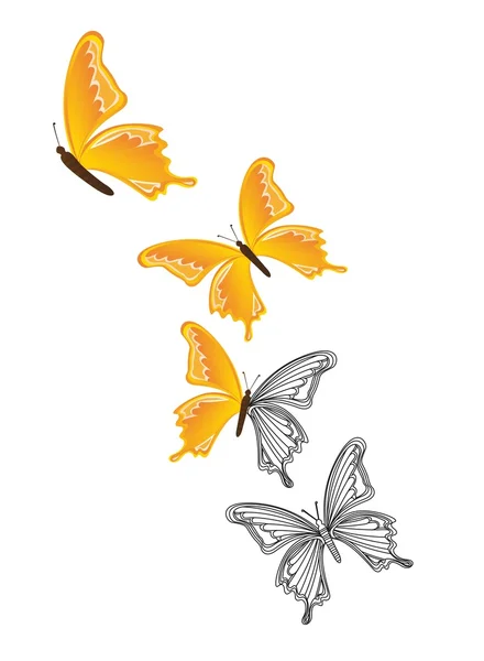 Sárga pillangó — Stock Vector