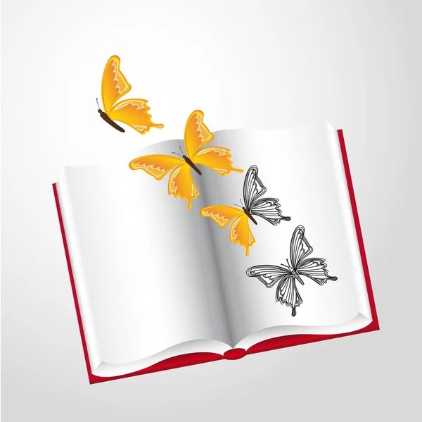 stock vector butterflies and book