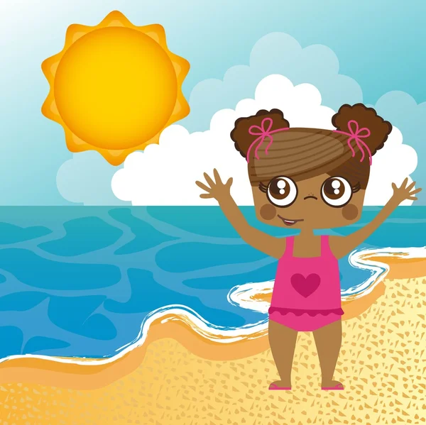 stock vector girl in the beach