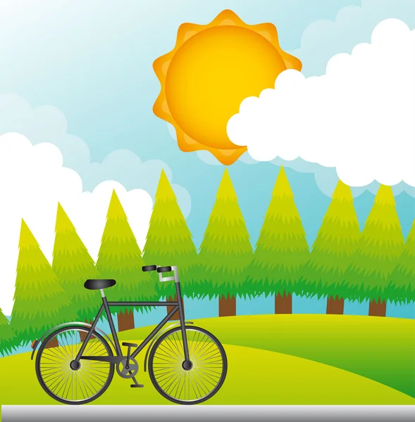 stock vector bike over landscape