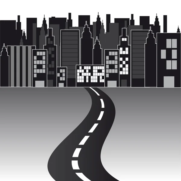City with road — Stock Vector