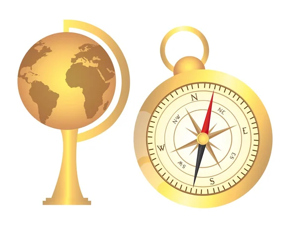 Globus und Kompass — Stockvektor