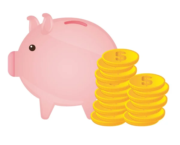 Piggy with coins — Stock Vector