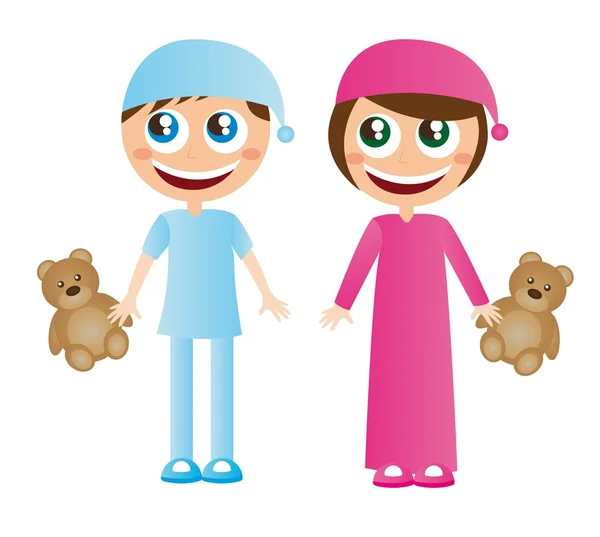 Enfants en pyjama — Image vectorielle