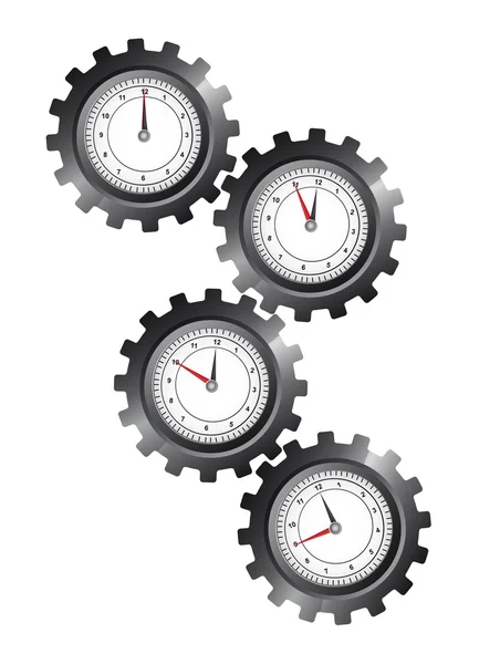 Svart kugghjul med klocka — Stock vektor
