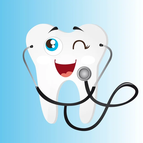 Zahn mit Stethoskop — Stockvektor