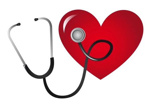 Stetoscopio e cuore — Vettoriale Stock