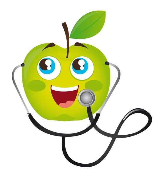 Stetoskop med äpple — Stock vektor