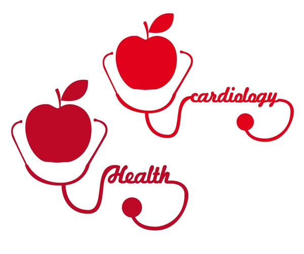 Rød æble med stetoskop – Stock-vektor