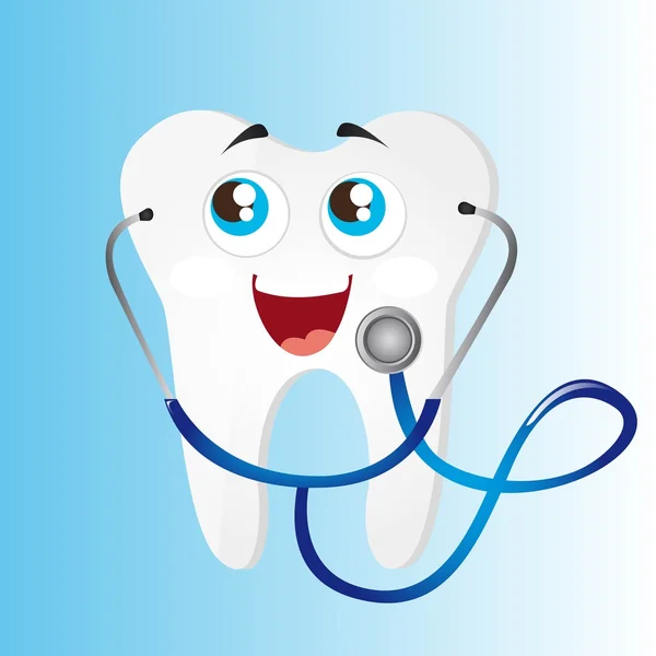 Zahn mit Stethoskop — Stockvektor