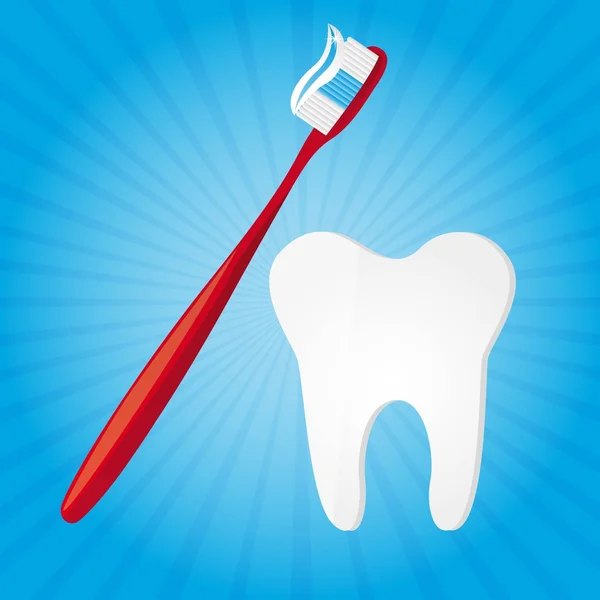 Tandenborstel en tand vector — Stockvector