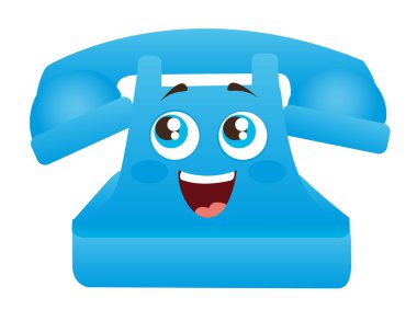blue telephone cartoon clipart