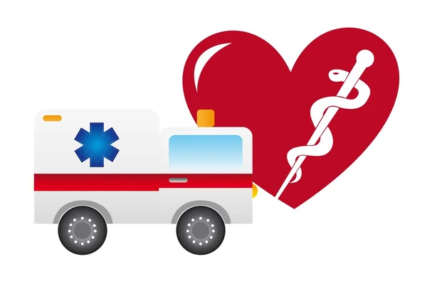 Ambulance et cœur — Image vectorielle