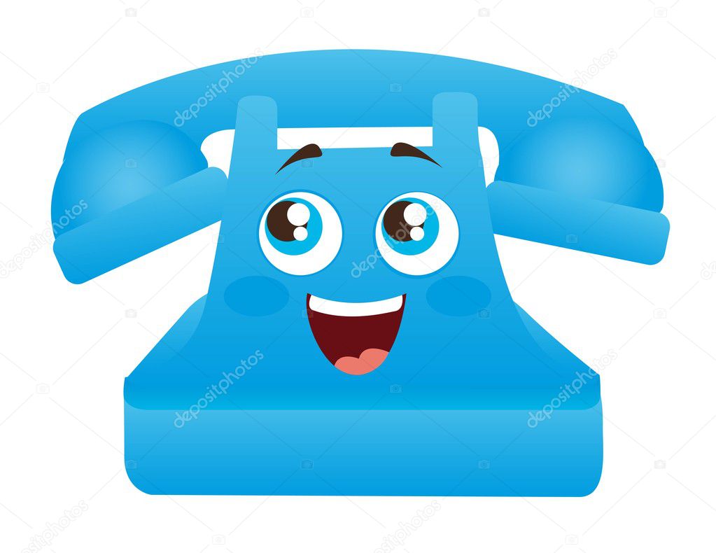 blue telephone cartoon