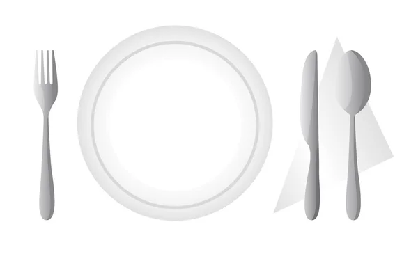 Cutlery dan hidangan - Stok Vektor