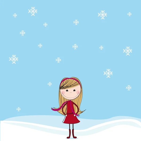 stock vector girl over snow