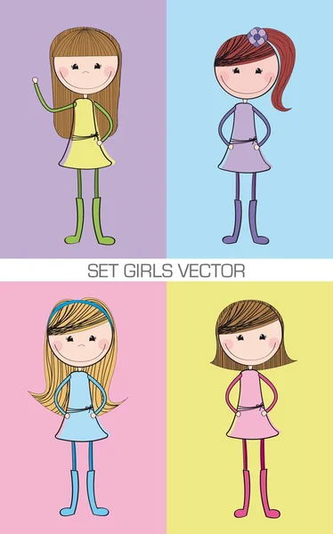 Söta flickor — Stock vektor