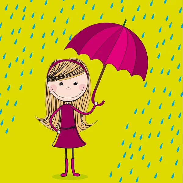 Cute girl with umbrella — Stock Vector