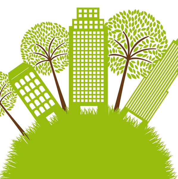 Zelené budovy — Stockový vektor