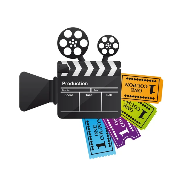 Clapper board with tickets — Stock Vector