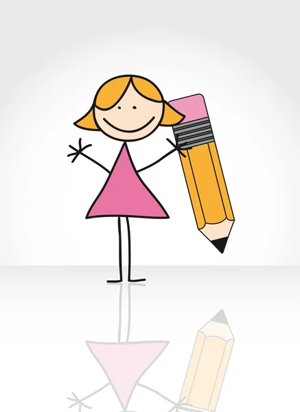 Mädchen mit Bleistiftzeichnung — Stockvektor