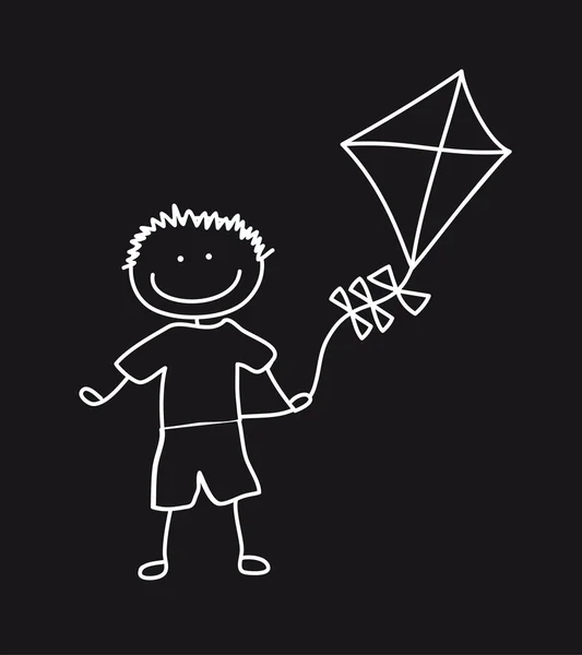Pojke med kite — Stock vektor