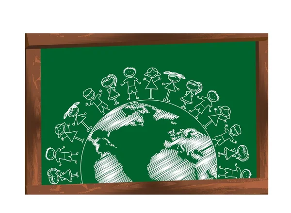 stock vector childrens over chalkboard