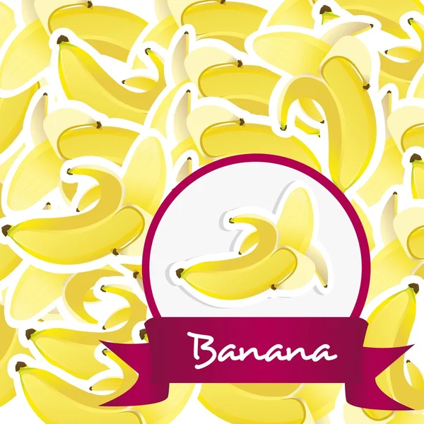 Banana descascada no rótulo do círculo — Vetor de Stock