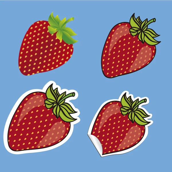 Erdbeeren-Set — Stockvektor